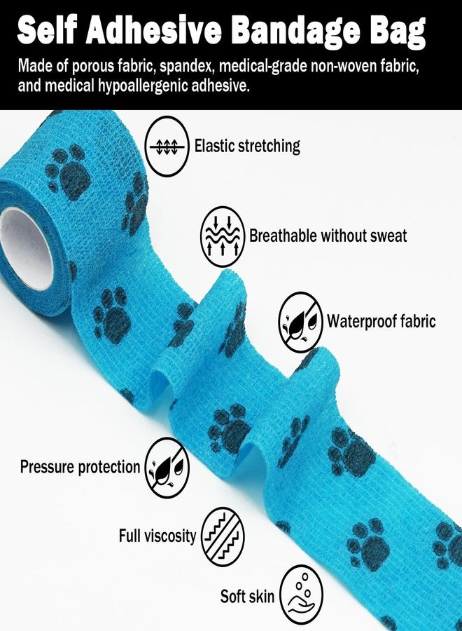 JONYEE Bandages First Aid Tape Cohesive Bandage First Aid Bandages Cohesive Wrap Adhesive Bandage Self Adherent Cohesive Wrap Bandages Colorful Bandages (Blue Footprint, 2-Inch - Image 2