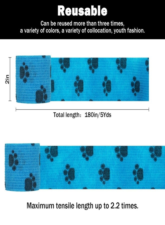 JONYEE Bandages First Aid Tape Cohesive Bandage First Aid Bandages Cohesive Wrap Adhesive Bandage Self Adherent Cohesive Wrap Bandages Colorful Bandages (Blue Footprint, 2-Inch - Image 4