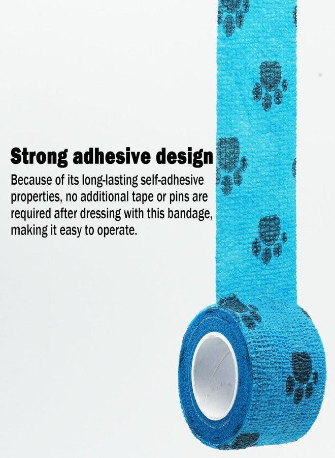 JONYEE Bandages First Aid Tape Cohesive Bandage First Aid Bandages Cohesive Wrap Adhesive Bandage Self Adherent Cohesive Wrap Bandages Colorful Bandages (Blue Footprint, 2-Inch - Image 3