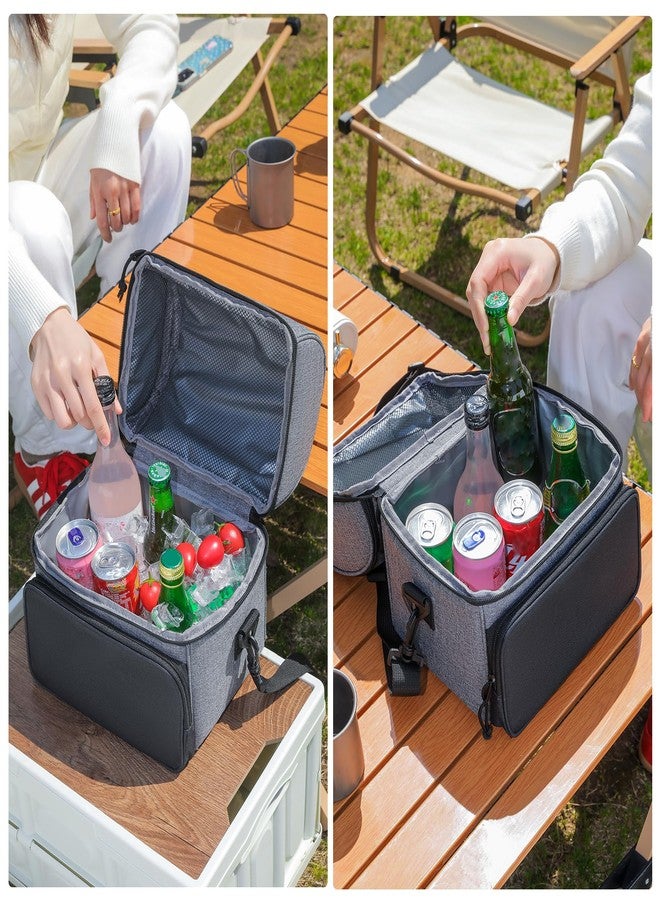 QDCYP Lunch Bag & Lunch Box for Women Men Double Deck - Leakproof Lunchbox Cooler with Adjustable Strap,Insulated Lunch Bag for Work, Picnic, Beach, Camping, Travel （Black Grey-12L） - Image 2