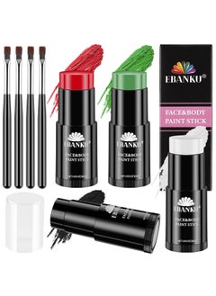 EBANKU EBANKU 4Colors Face Body Paint Stick Oil, White Eye Black Sticks for Sports, Cream Skeleton Joker Mime Foundation Makeup, Face Painting Kit for Christmas SFX Cosplay Costume Party 