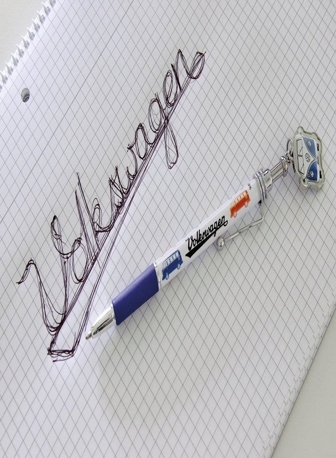 BRISA VW Collection - Volkswagen Retractable Ballpoint Pen with T1 Bus Campervan Charm, good grip, Black, Medium Point (Bus Front/White) - Image 4