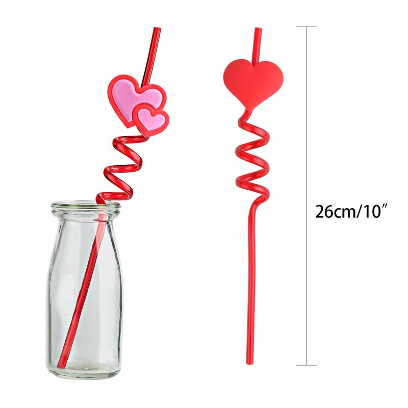 TUPARKA 24 PCS Valentine Reusable Straws Crazy Loop Straws Red Heart Crazy Straws Valentine Party Drinking Straws with Hearts for Valentine's Party Wedding Party Supplies - Image 5