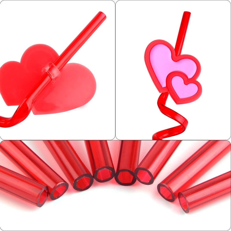 TUPARKA 24 PCS Valentine Reusable Straws Crazy Loop Straws Red Heart Crazy Straws Valentine Party Drinking Straws with Hearts for Valentine's Party Wedding Party Supplies - Image 3