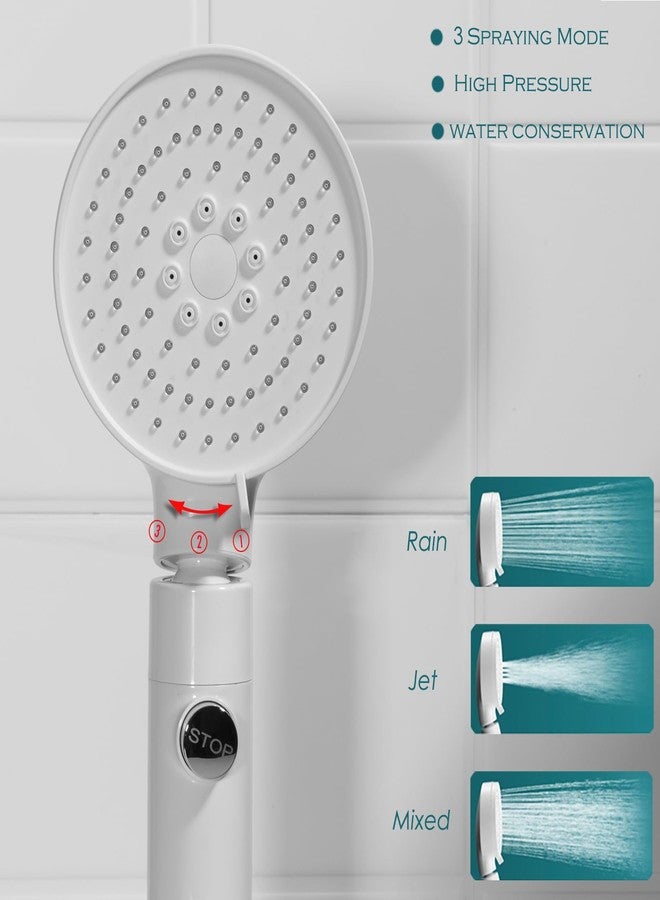 RIVOODS Hand Held Shower Head - Shut Off Switch - with Flexible Shower Hose and Shower Holder- Head Angle Adjustable, 3 Settings - High Pressue RV Camping Shower Head Replacement (White - Showehead set) - Image 4