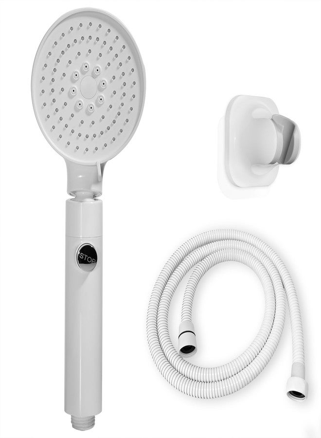 RIVOODS Hand Held Shower Head - Shut Off Switch - with Flexible Shower Hose and Shower Holder- Head Angle Adjustable, 3 Settings - High Pressue RV Camping Shower Head Replacement (White - Showehead set) - Image 1
