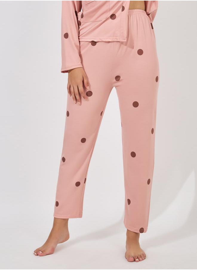 Take Two Polka Dot Print Long Sleeve Shirt & Pyjama Set  - Image 5