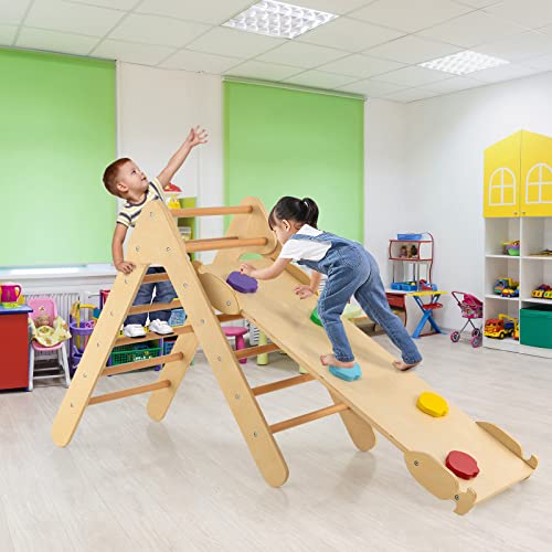 OLAKIDS Pikler Triangle Set 3 in 1 Climbing Toys for Toddlers Wood Montessori Baby Jungle Gym with Ramp Ladder Slide Kids Indoor Playground Activity Play Structure - Image 5