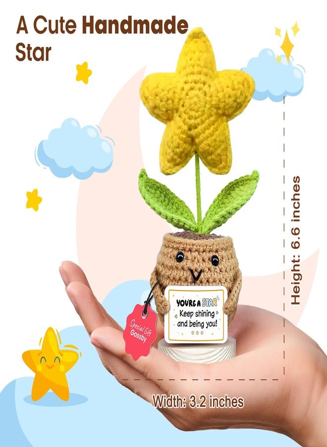 Gossby Positive Star Crochet - Inspirational Gift for Women- Emotional Support, Birthday, Encouragement, Thinking of You, Friend, Coworker, Boss - You're A Star! Keep Shining, Being You - Image 3
