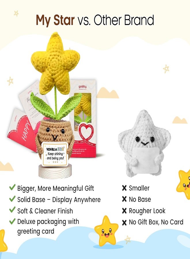 Gossby Positive Star Crochet - Inspirational Gift for Women- Emotional Support, Birthday, Encouragement, Thinking of You, Friend, Coworker, Boss - You're A Star! Keep Shining, Being You - Image 2