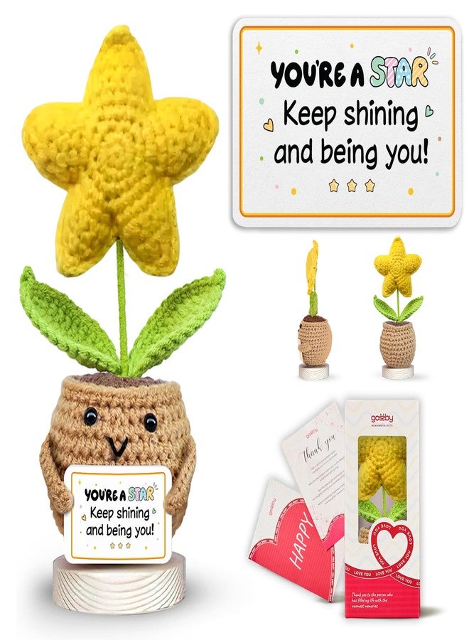 Gossby Positive Star Crochet - Inspirational Gift for Women- Emotional Support, Birthday, Encouragement, Thinking of You, Friend, Coworker, Boss - You're A Star! Keep Shining, Being You - Image 1