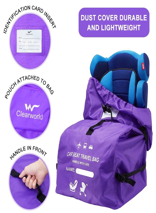 Clearworld Car Seat Travel Bag for Air Travel, Durable Gate Check Bag for Airport,Foldable Baby Stroller Travel Carry Bag, Fits Car Seats, Infant Carriers & Booster,Universal Size(Purple) - Image 4