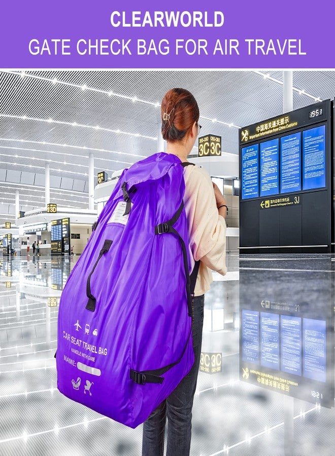 Clearworld Car Seat Travel Bag for Air Travel, Durable Gate Check Bag for Airport,Foldable Baby Stroller Travel Carry Bag, Fits Car Seats, Infant Carriers & Booster,Universal Size(Purple) - Image 2