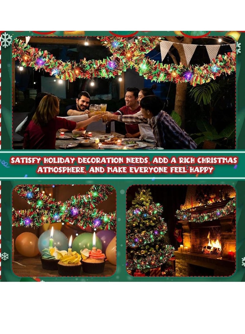 Beauenty Goodern Tinsel Garland,5M Metallic Tree Garland with 50 LED Lights Shiny Party Tinsel Garland Tinsel Ribbon for Wedding Birthday Party Supplies - Image 2