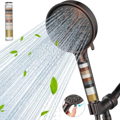 Cobbe Filtered Shower Head with Handheld, High Pressure 6 Spray Mode Showerhead with Filters, Water Softener Filters Beads for Hard Water - Remove Chlorine - Reduces Dry Itchy Skin, Oil Rubbed Bronze - Image 1