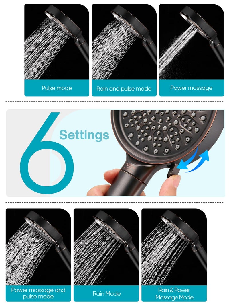 Cobbe Filtered Shower Head with Handheld, High Pressure 6 Spray Mode Showerhead with Filters, Water Softener Filters Beads for Hard Water - Remove Chlorine - Reduces Dry Itchy Skin, Oil Rubbed Bronze - Image 4