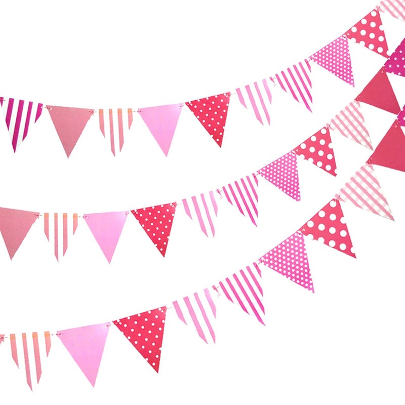 Pop the Party Bunting Flags Banner for Kids Room, Play School Decoration, Birthday Party, Baby Shower (Pink)(Pack of 3) Cardstock Material - Image 5