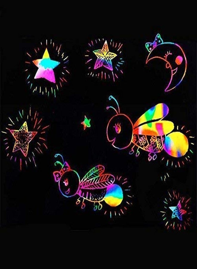 SEVEN HORSE TECH Creative Unique Rainbow Magic Colorful Art Scribble Black Drawing Scratch Book For Kids Adults Return Birthday Gits With Stick (A4 Size, 10 Pages),1 Count - Image 3