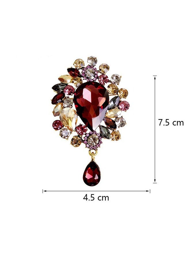 Beyond Light Luxury Crystal Brooche, Anti Rust and Anti Fading Alloy Brooch Pins, Corsage Scarf Clip Women Girls (Red) - Image 2