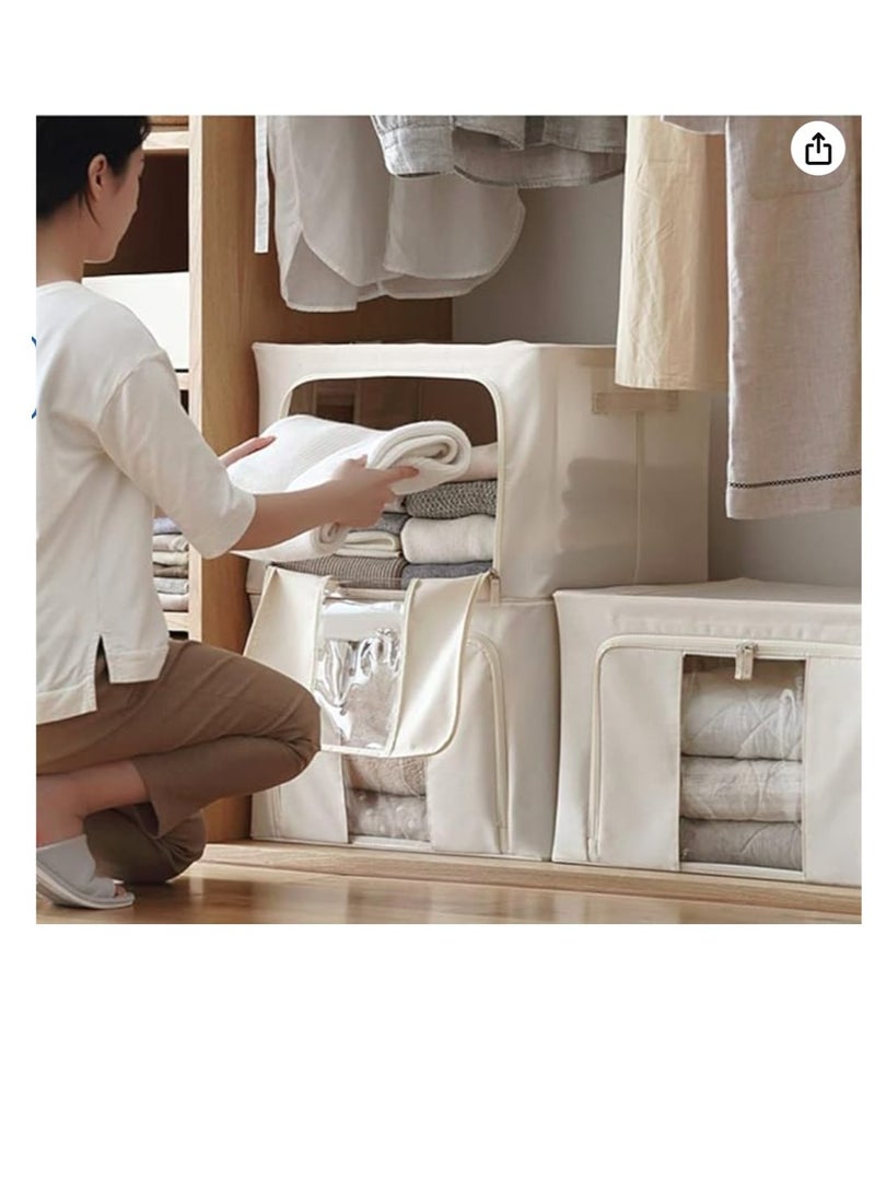 eBasket Storage bag with metal legs Storage bag with a capacity of 100 liters for storing all clothes blankets and furnishings Made of high quality materials to ensure the longest possible use (white)  - Image 4