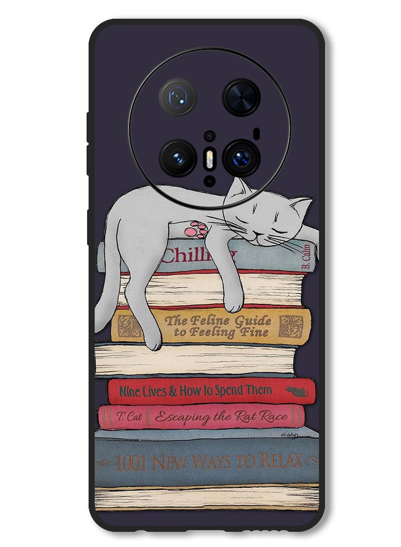 Theodor Case Compatible with Huawei Mate 70 Pro/ 70 Pro + Protection Shockproof Bumper Cover Cat With Books - Image 1