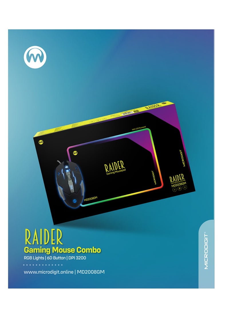 Microdigit - RAIDER RGB Gaming Mouse with Mouse Pad Combo - Image 1