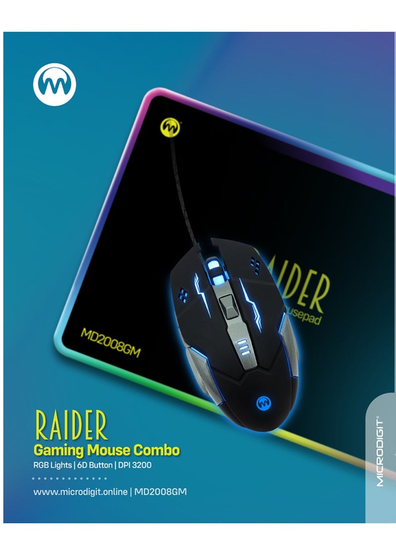 Microdigit - RAIDER RGB Gaming Mouse with Mouse Pad Combo - Image 1