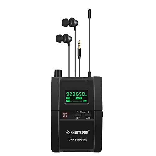Phenyx Pro PTM-10 Stereo Wireless in Ear Monitor System Bodypack Receiver, Performance with 89 Adjustable Frequencies - Image 1