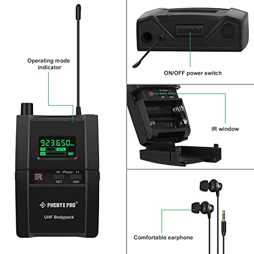 Phenyx Pro PTM-10 Stereo Wireless in Ear Monitor System Bodypack Receiver, Performance with 89 Adjustable Frequencies - Image 2