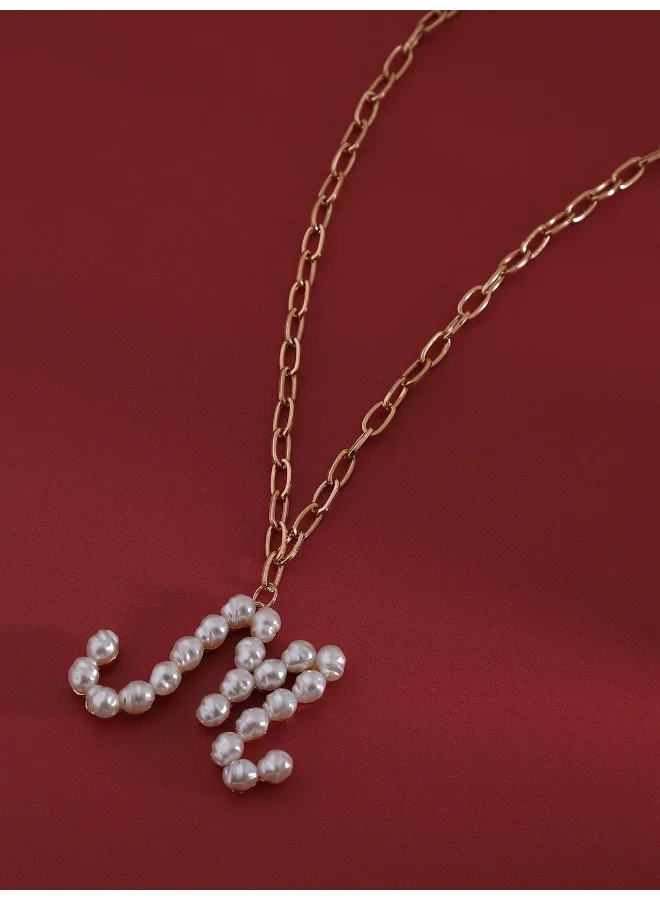 سوهي قلادة لؤلؤ بحرف  مجوهرات صناعية