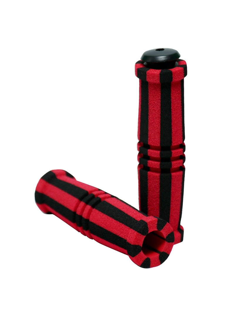 Generic Motorbike Handle Pair of Grips for Mountain, Beach Cruiser Scooter - Comfortable Non-Slip Bar Red & Black  - Image 3