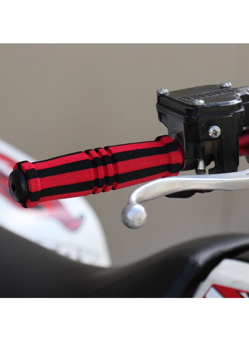 Generic Motorbike Handle Pair of Grips for Mountain, Beach Cruiser Scooter - Comfortable Non-Slip Bar Red & Black  - Image 2
