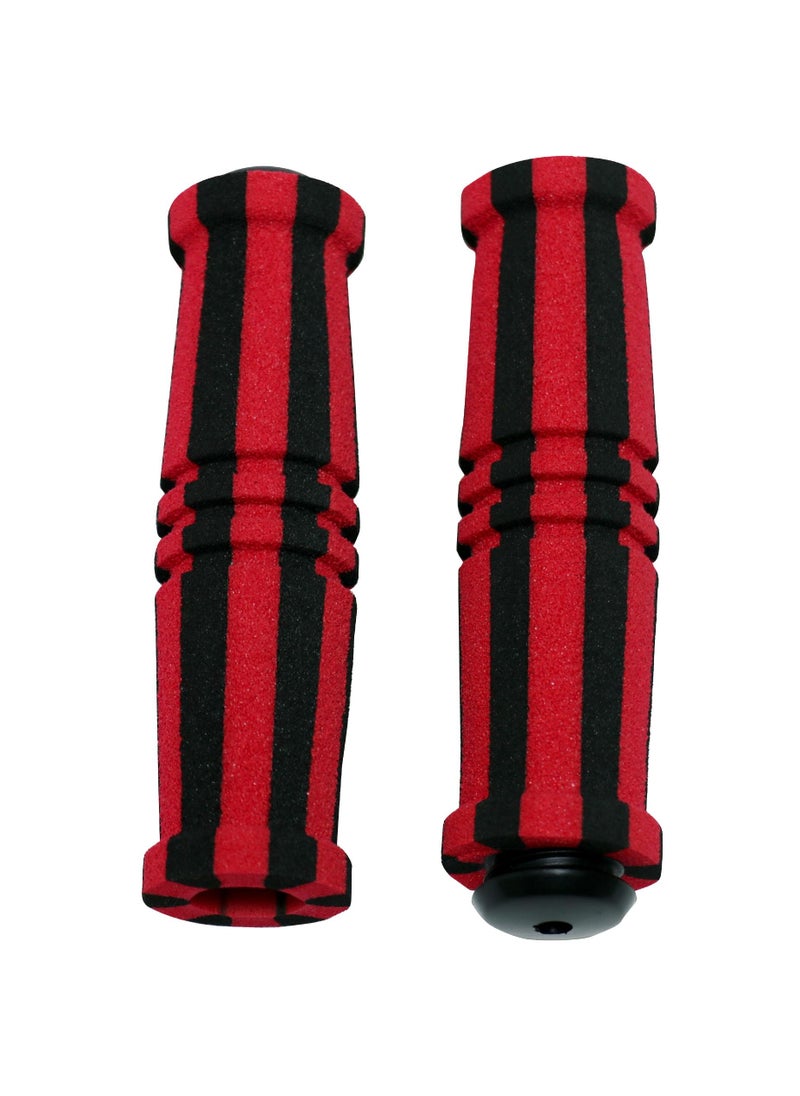 Generic Motorbike Handle Pair of Grips for Mountain, Beach Cruiser Scooter - Comfortable Non-Slip Bar Red & Black  - Image 4