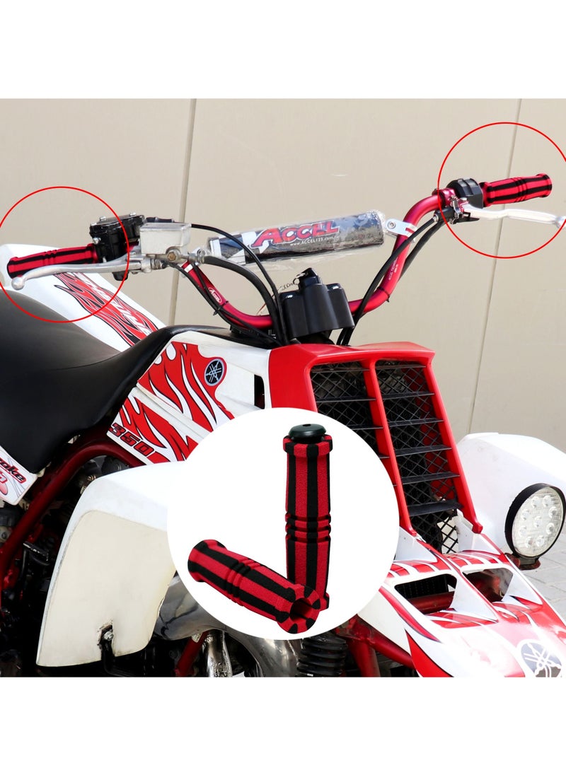 Generic Motorbike Handle Pair of Grips for Mountain, Beach Cruiser Scooter - Comfortable Non-Slip Bar Red & Black  - Image 1