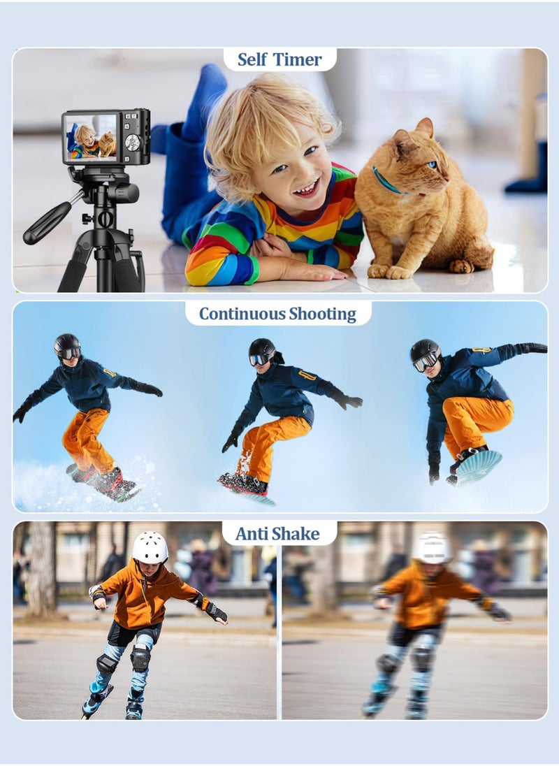 Jourvent - 5K Digital Camera, 50MP Camera Digital for Photography, Point and Shoot Camara Vlogging Camera with 64GB SD Card, 16X Digital Cameras for YouTube with 2.4" 180° Flip Screen, Wide Angle & Macro Lens, Anti-Shake Compact Travel Camera for Beginner Gift - Image 1