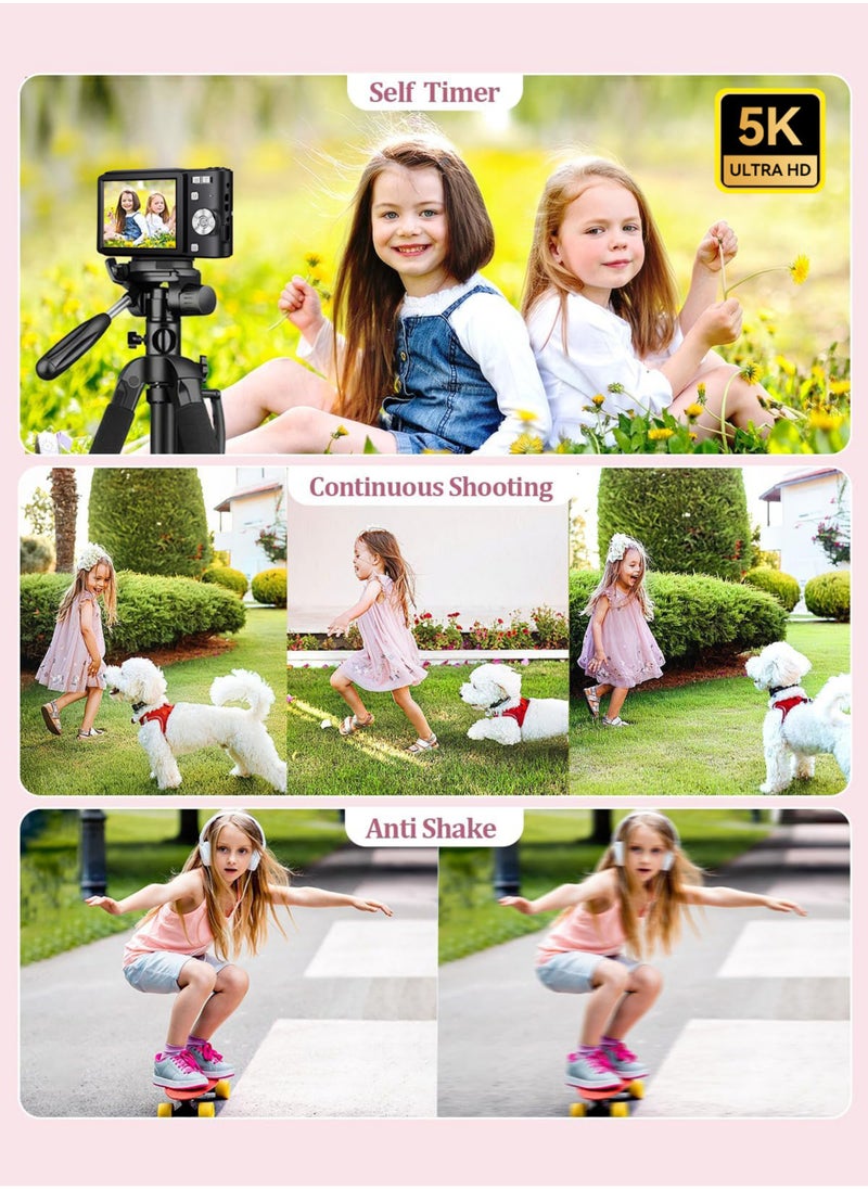 Jourvent - 5K Digital Camera, 50MP Camera Digital for Photography, Point and Shoot Camara Vlogging Camera with 64GB SD Card, 16X Digital Cameras for YouTube with 2.4" 180° Flip Screen, Wide Angle & Macro Lens, Anti-Shake Compact Travel Camera for Beginner Gift - Image 1