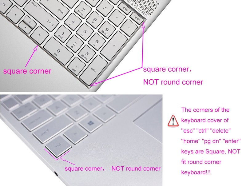UHamn Keyboard Skin Compatible for 17.3" HP Envy 17m-ae111dx 17-bs, 15.6" HP Pavilion X360 15-br075nr, HP Envy X360 15m-bp012dx bp011dx/bp111dx 15m-bq121dx, HP 15-CB 15-CC 15-CD 15-CH 15-BW 15-BS Silver - Image 3