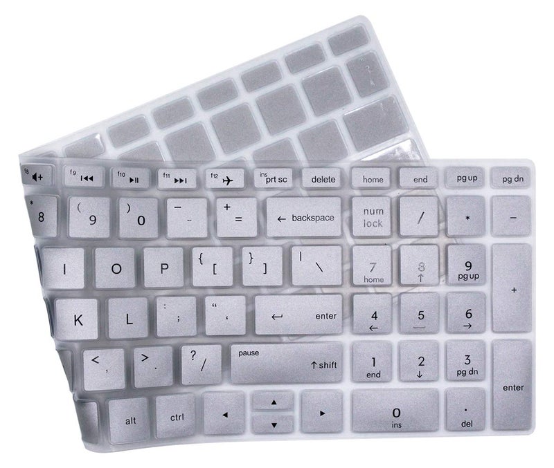UHamn Keyboard Skin Compatible for 17.3" HP Envy 17m-ae111dx 17-bs, 15.6" HP Pavilion X360 15-br075nr, HP Envy X360 15m-bp012dx bp011dx/bp111dx 15m-bq121dx, HP 15-CB 15-CC 15-CD 15-CH 15-BW 15-BS Silver - Image 5