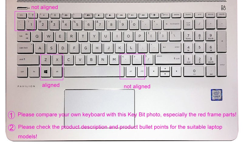 UHamn Keyboard Skin Compatible for 17.3" HP Envy 17m-ae111dx 17-bs, 15.6" HP Pavilion X360 15-br075nr, HP Envy X360 15m-bp012dx bp011dx/bp111dx 15m-bq121dx, HP 15-CB 15-CC 15-CD 15-CH 15-BW 15-BS Silver - Image 2