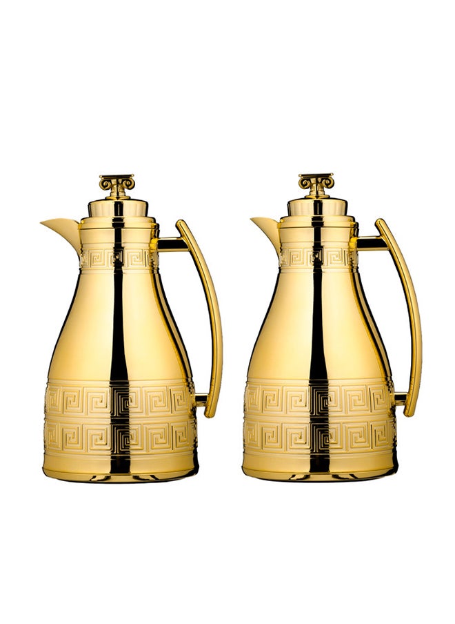 Alsaif Al Saif Ratel 2 Pieces Coffee And Tea Vacuum Flask Set, Size: 1.0/0.7 Liter, Color: Gold  - Image 1