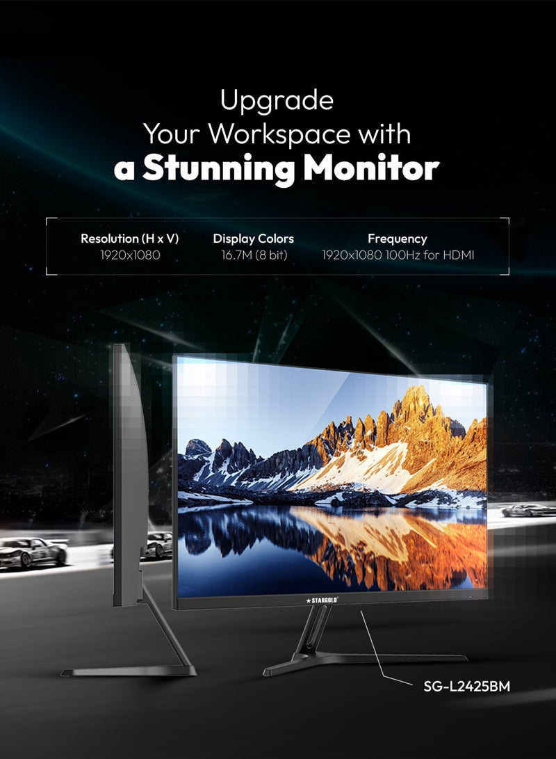 Stargold 24 Inch Full HD IPS Gaming Monitor – 100Hz Frameless PC Monitor with HDMI, Eye Care and Anti-Flicker Display - Image 4