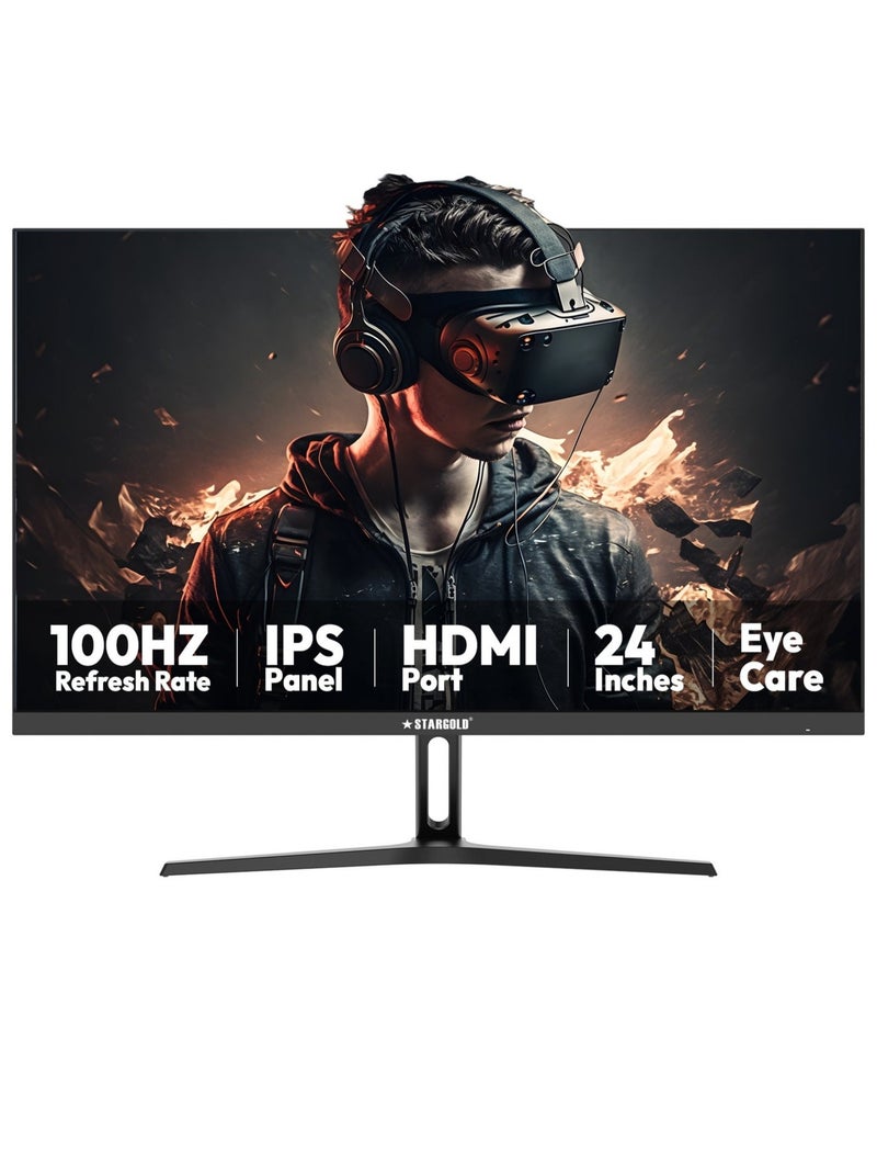 Stargold 24 Inch Full HD IPS Gaming Monitor 100Hz Frameless PC Monitor with HDMI, Eye Care and Anti Flicker Display - Image 1
