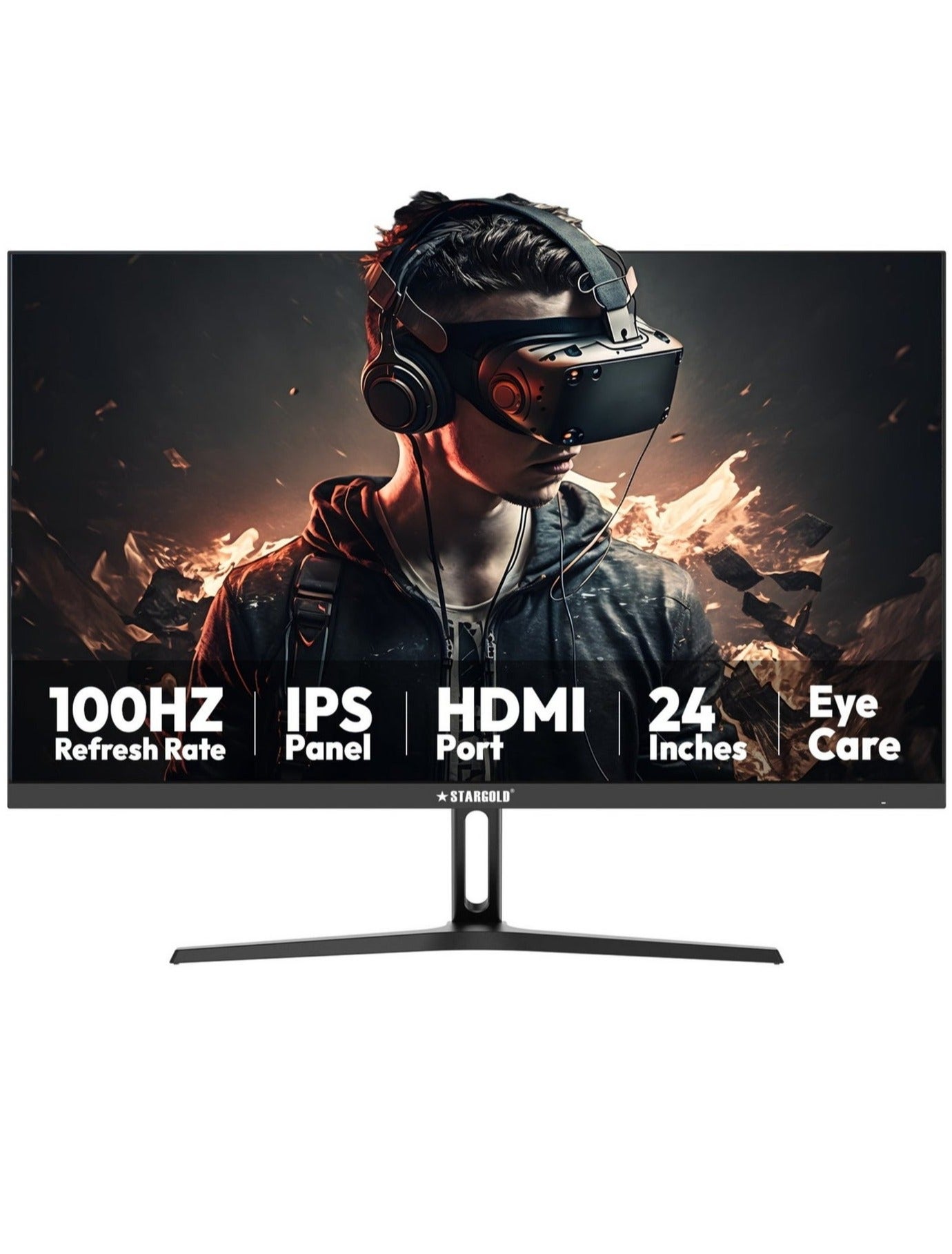 Stargold 24 Inch Full HD IPS Gaming Monitor 100Hz Frameless PC Monitor with HDMI, Eye Care and Anti Flicker Display
