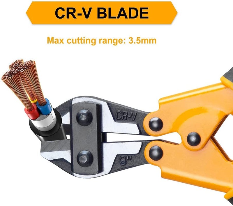 THS Mini Bolt Cutter 8-inch/210mm, Spring Snips Clippers with Soft Anti-Slip Handle,Suitable for Bolts/Chains/Screw Rods/Suitable for Cutting Steel Wires - Image 3