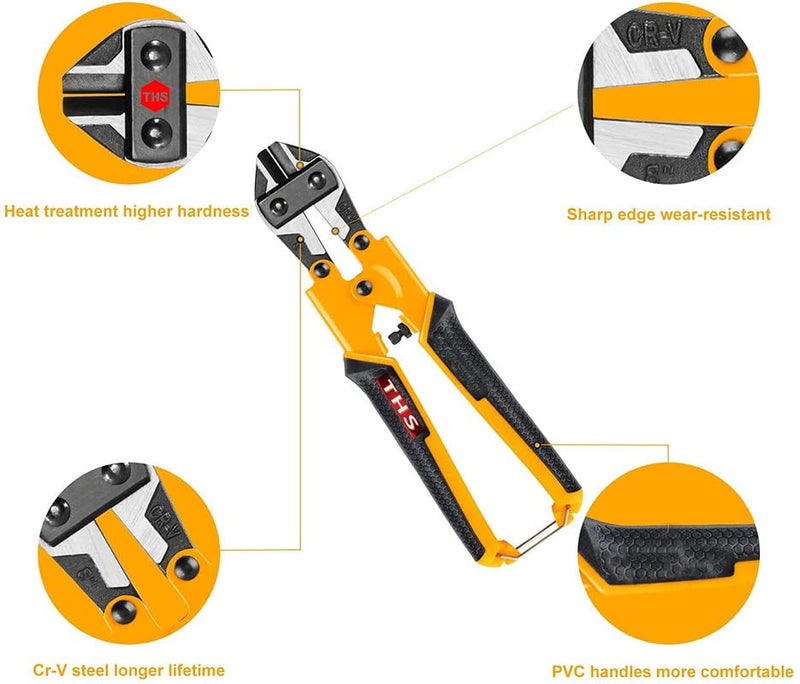 THS Mini Bolt Cutter 8-inch/210mm, Spring Snips Clippers with Soft Anti-Slip Handle,Suitable for Bolts/Chains/Screw Rods/Suitable for Cutting Steel Wires - Image 1
