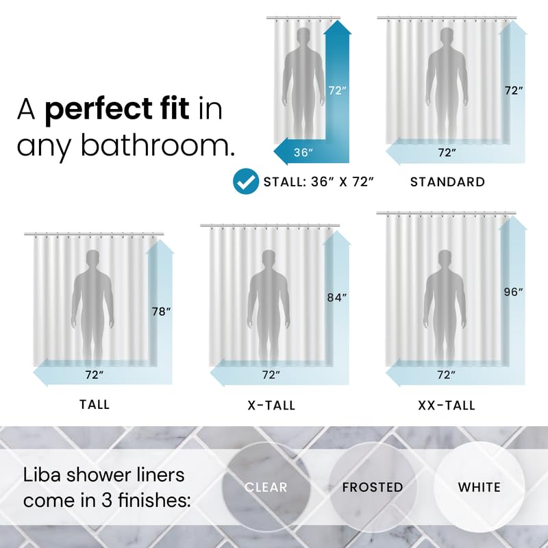 LiBa Waterproof Plastic Shower Curtain - Bathroom Shower Curtain Premium PEVA Non-Toxic with Rust Proof Grommets Frosted 8G Bathroom Accessories 36x72 - Frosted - Image 2