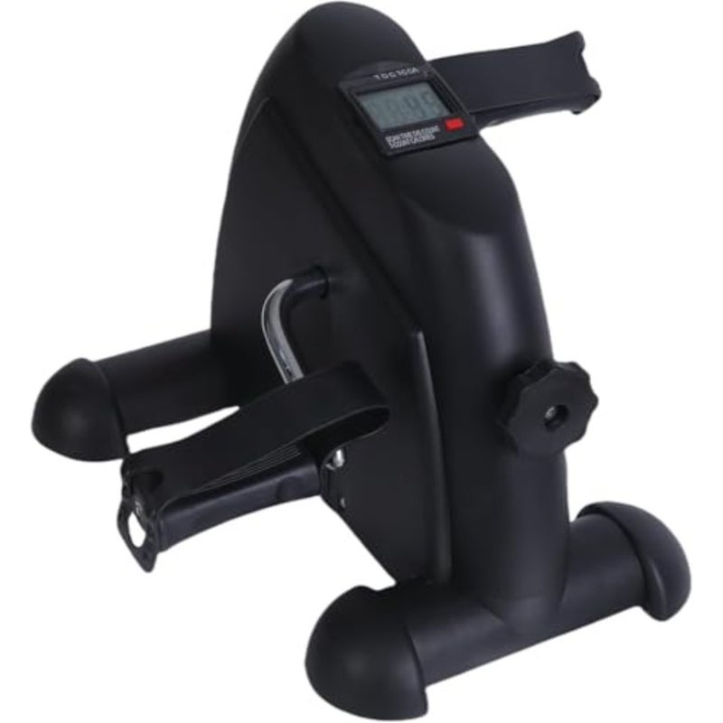 Under desk bike pedal exerciser for home office use, alloy steel construction, black finish, compact foldable design with digital monitor for real-time workout tracking - Image 1