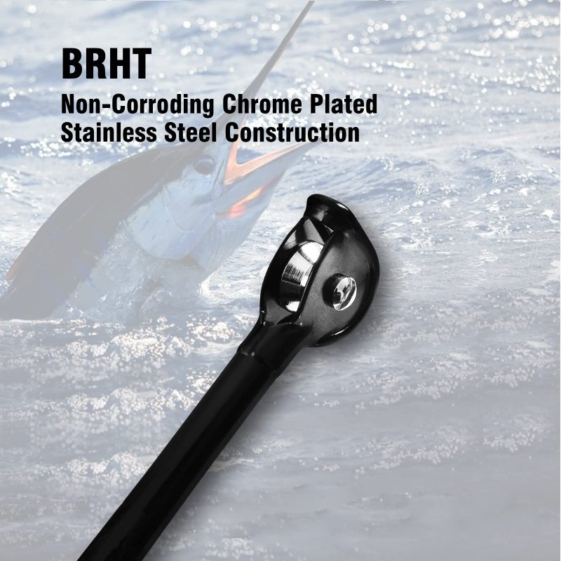 Fiblink 1-Piece/2-Piece Saltwater Offshore Heavy Trolling Rod Big Game Roller Rod Conventional Boat Fishing Pole with Roller Guides (2-Piece,5’6”,30-50LB) - Image 3