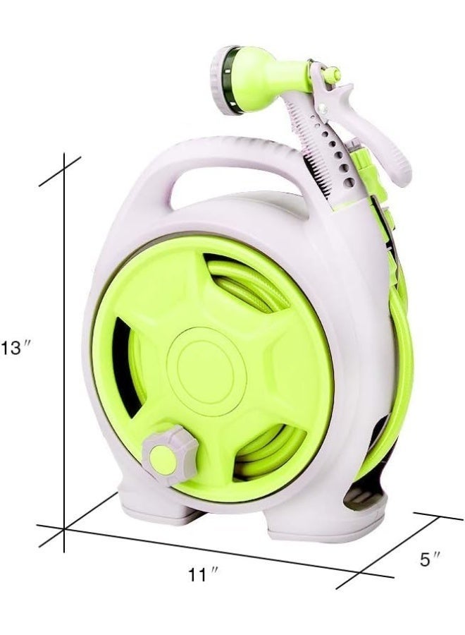 WALALLA Retractable Garden Hose Reel Convenient 15m Portable Hose with 6-Function Spray Nozzle for Versatile Watering, Cleaning, and More,Light Green - Image 2