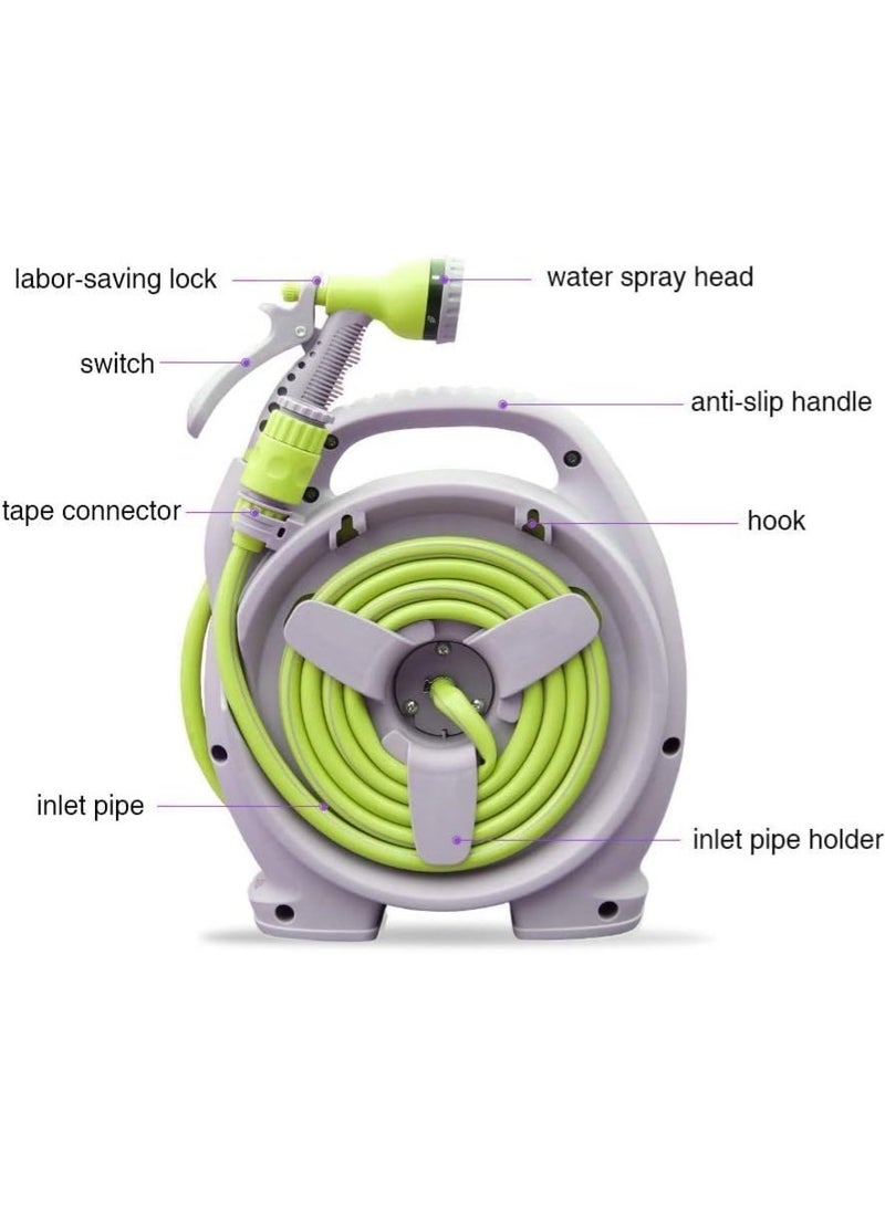 WALALLA Retractable Garden Hose Reel Convenient 15m Portable Hose with 6-Function Spray Nozzle for Versatile Watering, Cleaning, and More,Light Green - Image 3